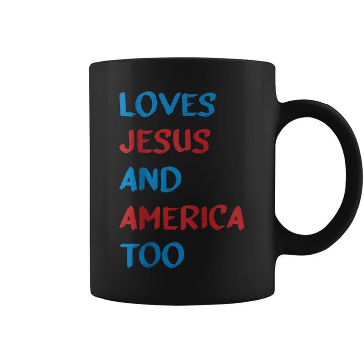 Retro Loves Jesus And America Too4Th Of July Vintage  Coffee Mug