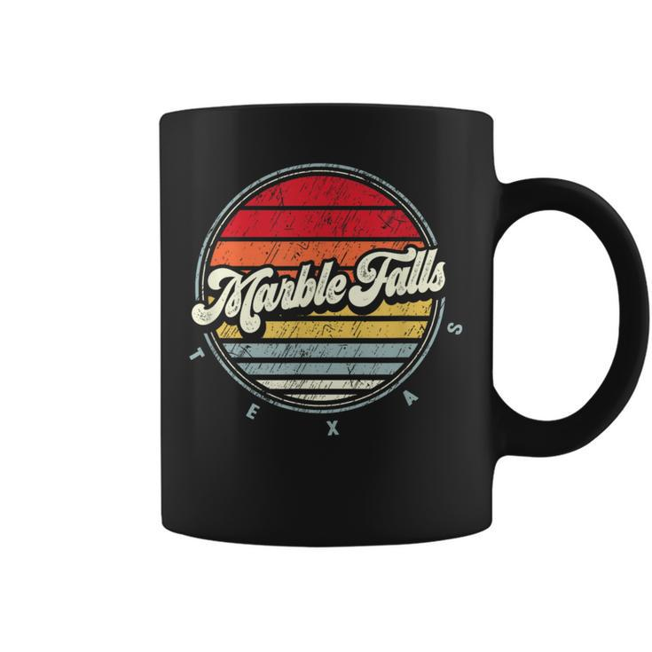 Retro Marble Falls Home State Cool 70S Style Sunset Coffee Mug