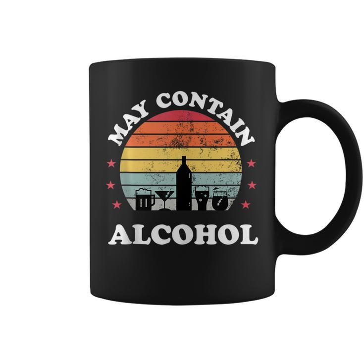Retro May Contain Alcohol Funny Drinking Party Men Women  Coffee Mug