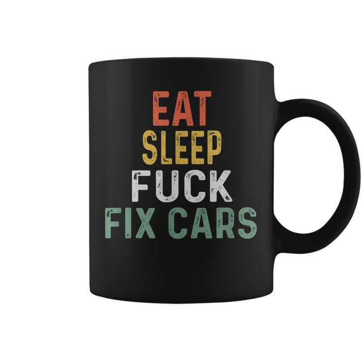 Retro Mechanic Gag Gifts For Men Xmas Eat Sleep Fix Cars  Gift For Mens Coffee Mug