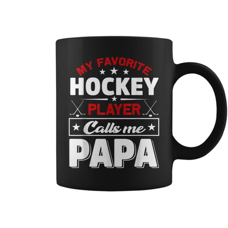 Retro My Favorite Hockey Player Calls Me Papa Fathers Day Coffee Mug