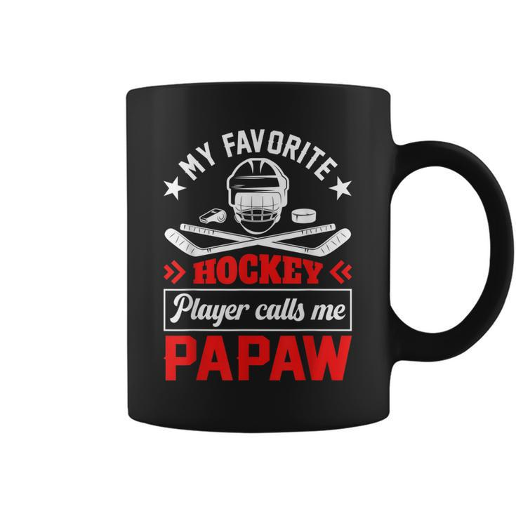 Retro My Favorite Hockey Player Calls Me Papaw Fathers Day Coffee Mug