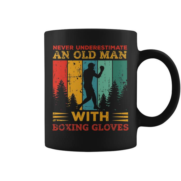 Retro Never Underestimate An Old Man With Boxing Gloves Box Coffee Mug