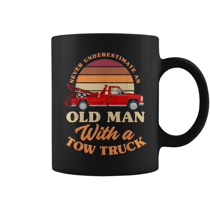 Retro Never Underestimate Old Man With Tow Truck Driver Gift Coffee Mug