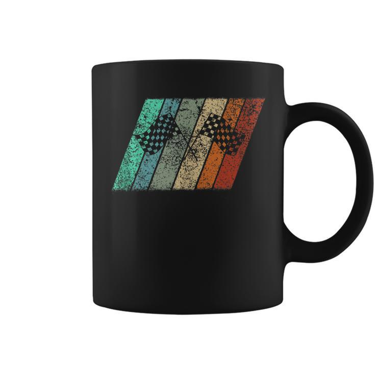 Retro Race Day Checkered Flag Gift For Race Car Fans Coffee Mug
