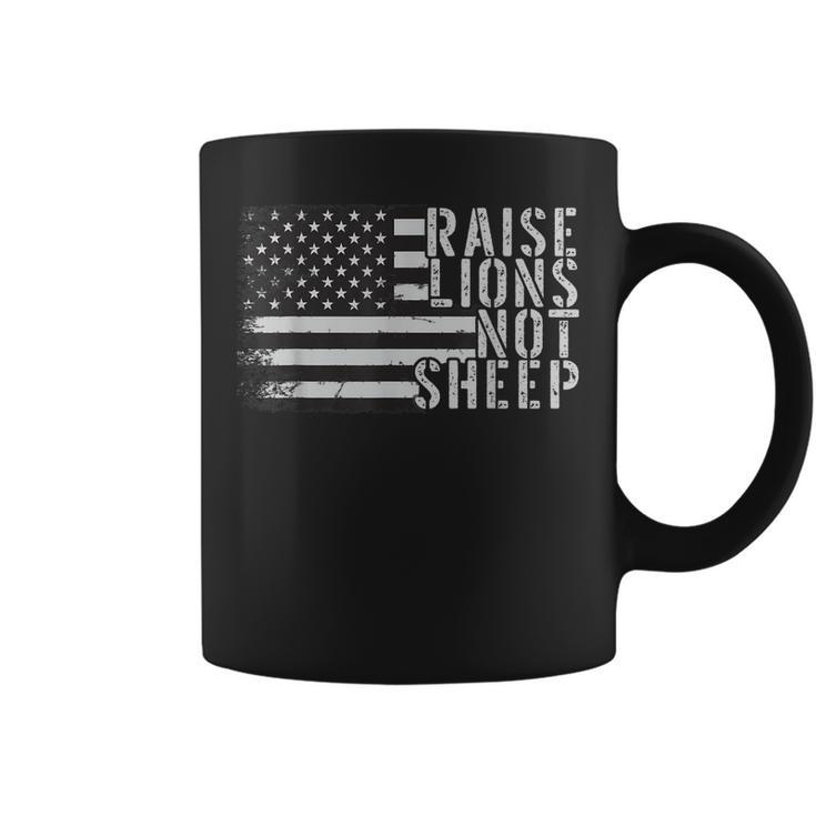 Retro Raise Lions Not Sheep Patriotic Party Patriot Us Flag  Coffee Mug