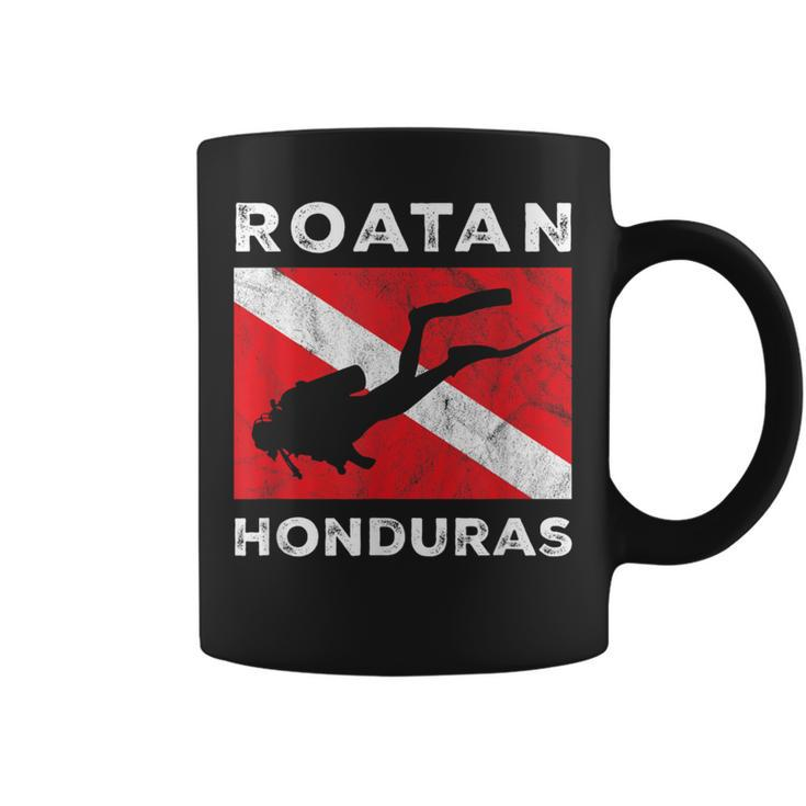 Retro Roatan Honduras Scuba Dive Vintage Dive Flag Diving Coffee Mug