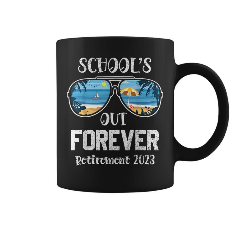 Retro Schools Out Forever Retirement Teacher Retired 2023 Gifts For Teacher Funny Gifts Coffee Mug