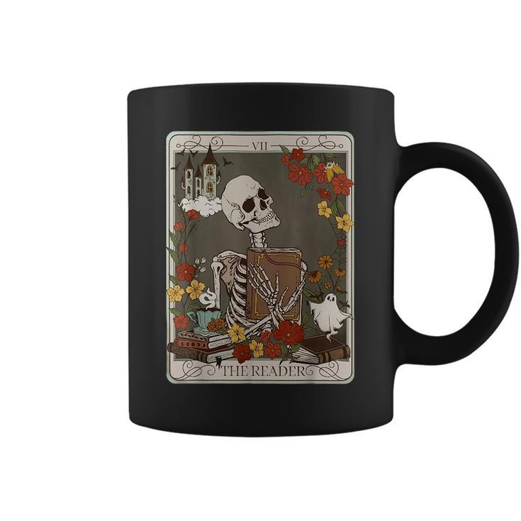 Retro Skeleton Reading Book The Reader Tarot Card Book Lover Reading Funny Designs Funny Gifts Coffee Mug