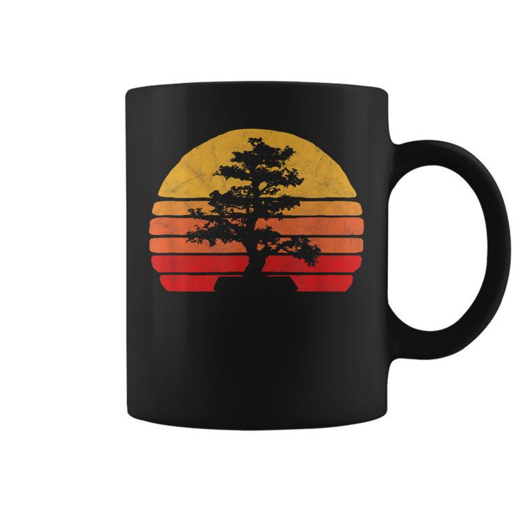 Retro Sun Minimalist Bonsai Tree Graphic Coffee Mug