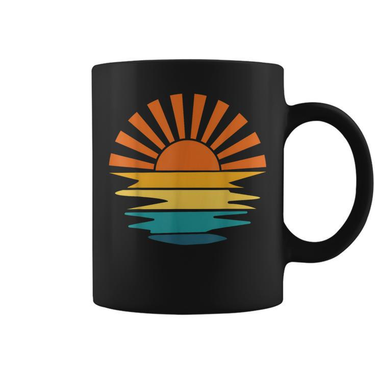 Retro Sunset Rays Wavy Vintage Retro Sunshine Sun Rays Vibes  Coffee Mug