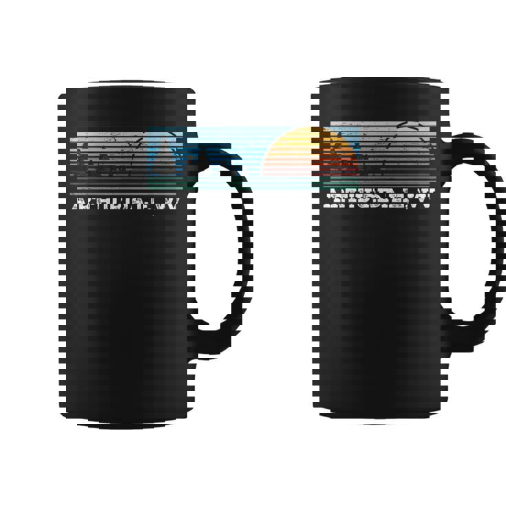 Retro Sunset Stripes Arthurdale West Virginia Coffee Mug