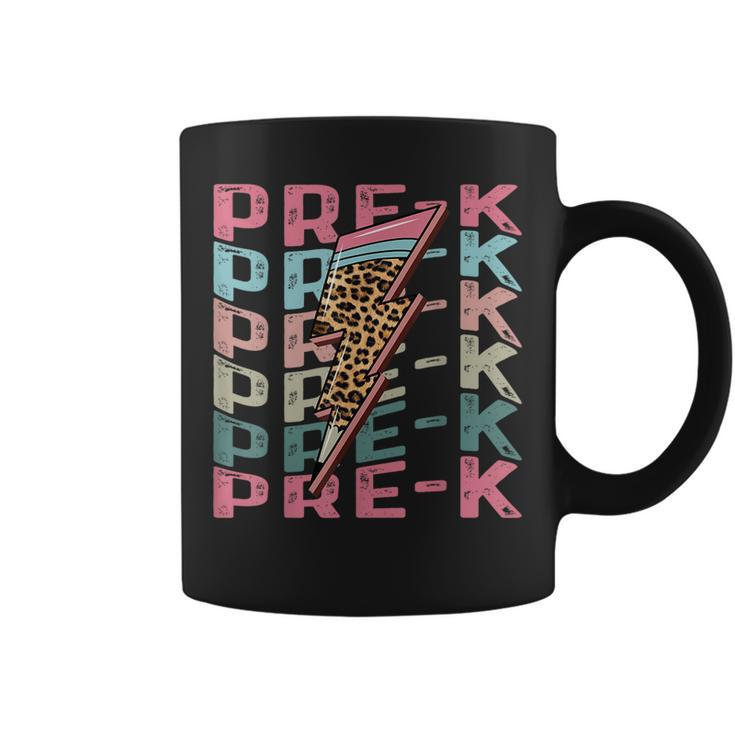 Retro Teacher Pre-K Leopard Cheetah Lightning Bolt Coffee Mug
