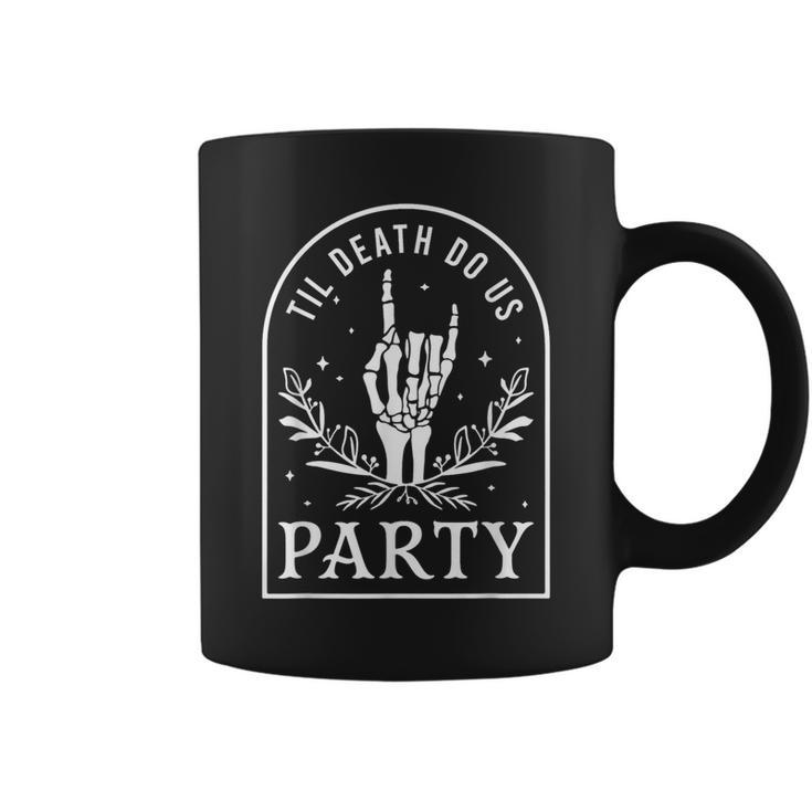 Retro Til Death Do Us Party Skeleton Halloween Bachelorette Coffee Mug