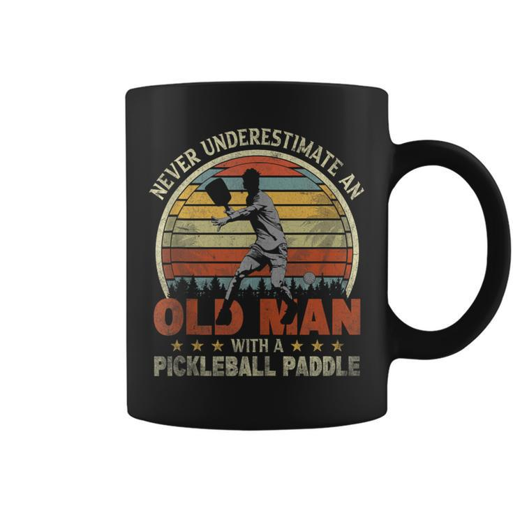 Retro Never Underestimate Old Man With Pickleball Paddle Coffee Mug