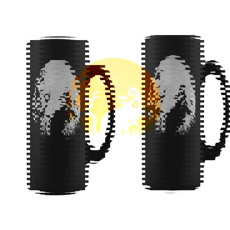 Retro Vintage Halloween Black Cat Witch Hat Bats Orange Moon Orange Funny Gifts Coffee Mug