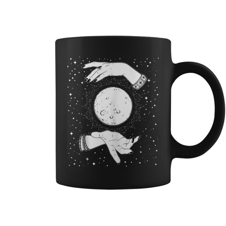 Retro Vintage Halloween Witchy Moon With Witch Hands & Stars Moon Funny Gifts Coffee Mug