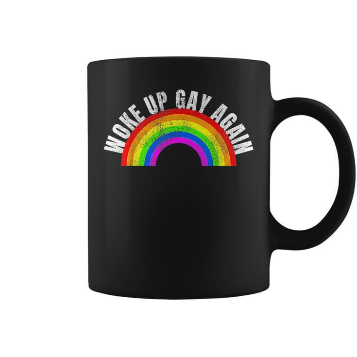 Retro Woke Up Gay Again Rainbow Lgbt Gay Lesbian Trans Pride Coffee Mug