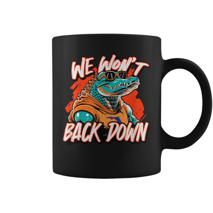 Retro We Won't Back Down Blue And Orange Gator Coffee Mug