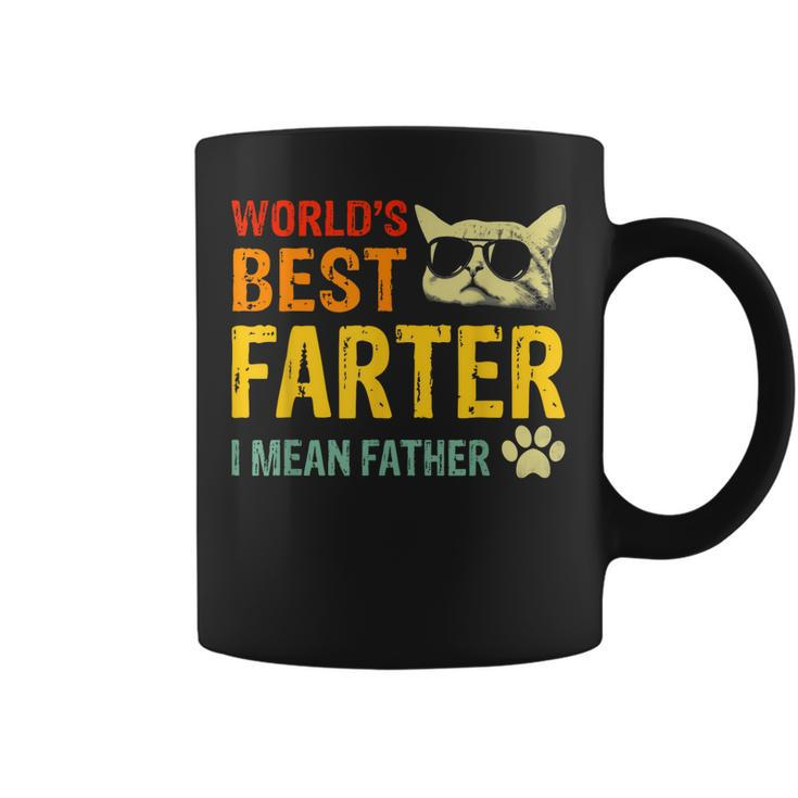 Retro Worlds Best Farter I Mean Father Best Cat Dad Ever  Coffee Mug