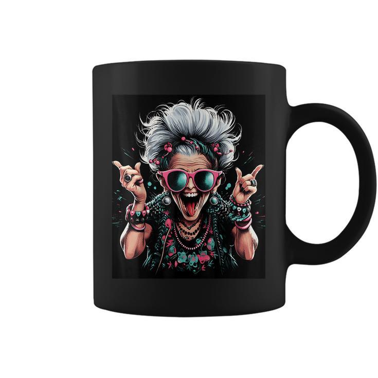 Revolutionary Grandma Dive Into The Punk Scene Design Coffee Mug - Monsterry