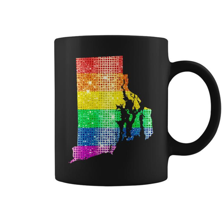 Rhode Island Gay State Pride Rainbow Flag Map Gay Lesbian  Coffee Mug