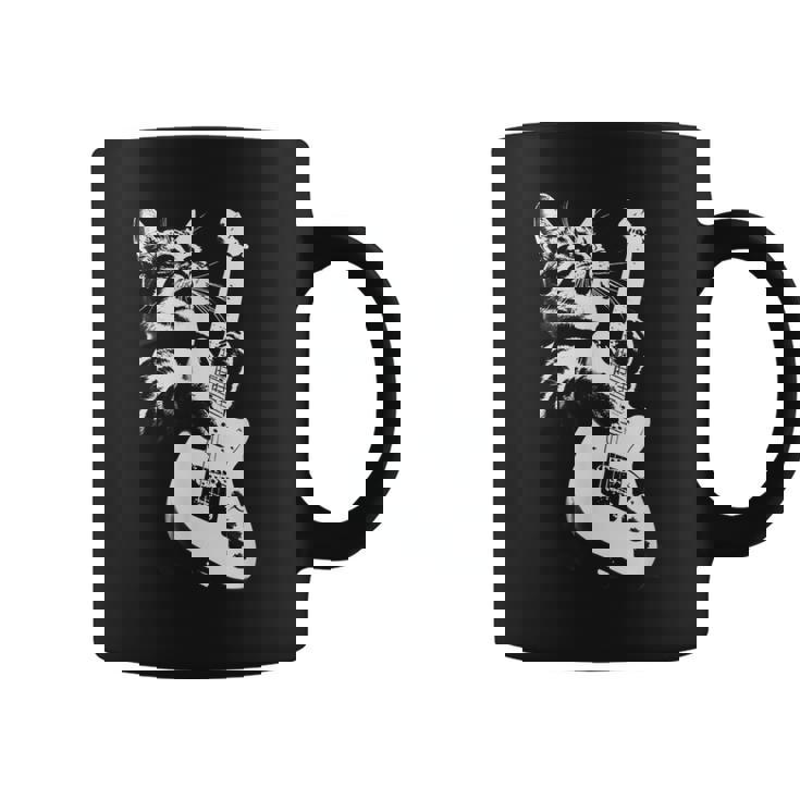 Rock Cat Playing Guitar Guitar Cat Coffee Mug