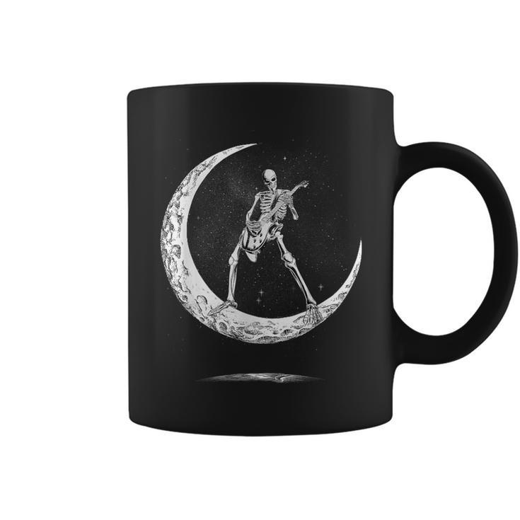 Rock On Skeleton Moon Rock And Roll Halloween Coffee Mug