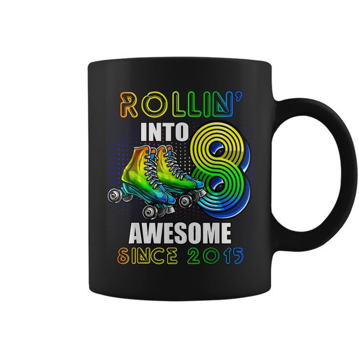 Rollin Into 8 Awesome 2015 Roller Skating 8Th Birthday Boys  Coffee Mug
