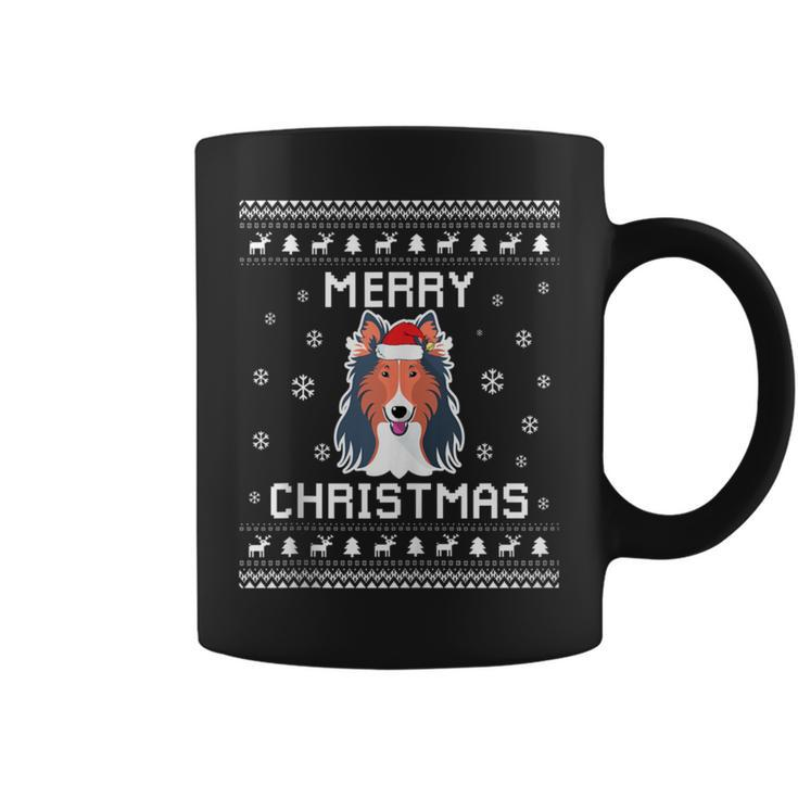 Rough Collie Dog Owner Ugly Christmas Sweater For Holidays Coffee Mug