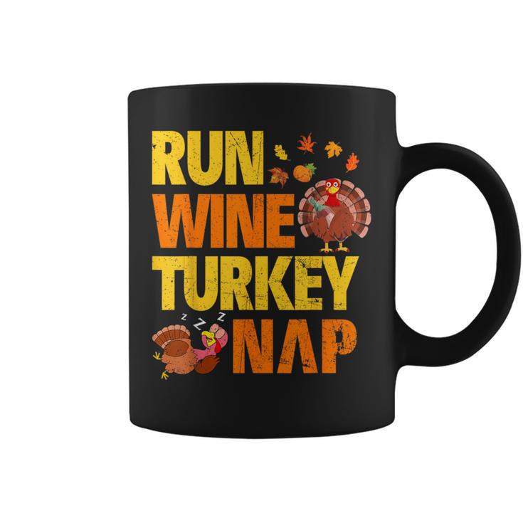 Run Wine Turkey Nap Thanksgiving Turkey Wine Running Coffee Mug