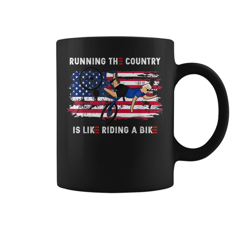 Running The Country Is Like Riding A Bike Funny Joe Biden Running Funny Gifts Coffee Mug
