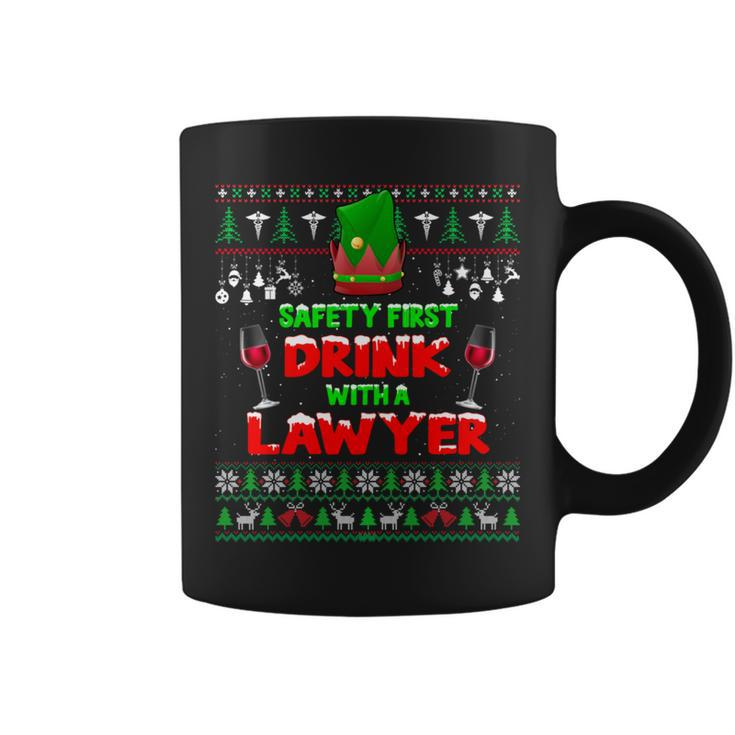 Safety First Drink With A Lawyer Ugly Christmas Sweater Coffee Mug