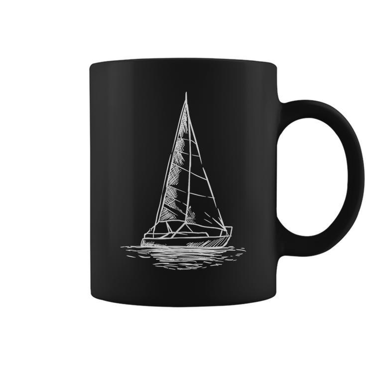 Sailor Boating Anchor  Simple Line Drawing Sailboat Sailing Coffee Mug