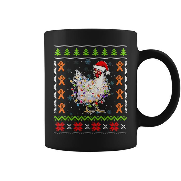 Santa Chicken Christmas Lights Ugly Sweater Chicken Coffee Mug