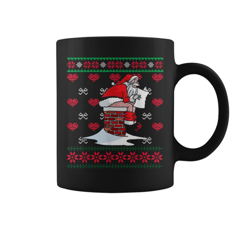 Santa Pooping Down Chimney Ugly Xmas Sweater Christmas Coffee Mug