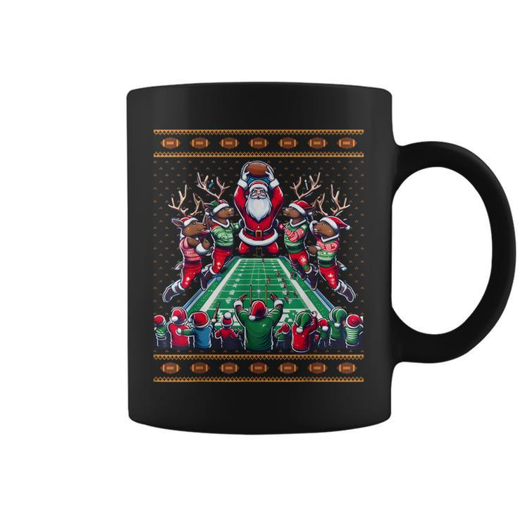Santa Reindeer Play American Football Christmas Football Fan Coffee Mug