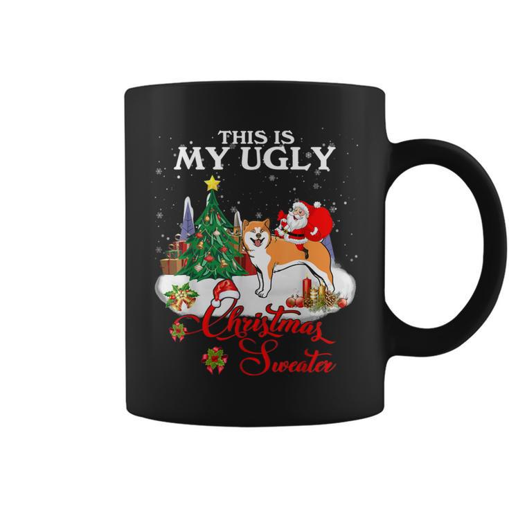 Santa Riding Akita This Is My Ugly Christmas Sweater Coffee Mug