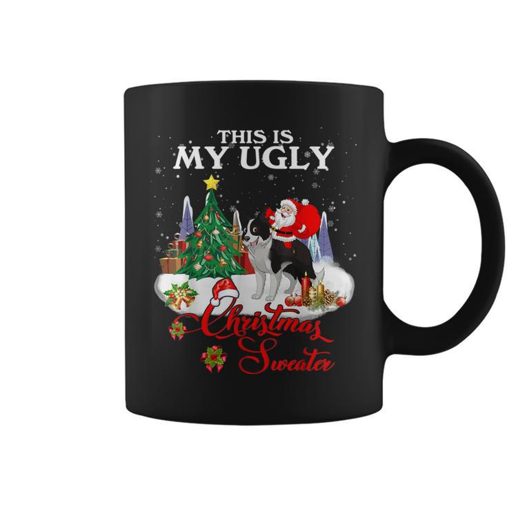 Santa Riding Border Collie This Is My Ugly Christmas Sweater Coffee Mug