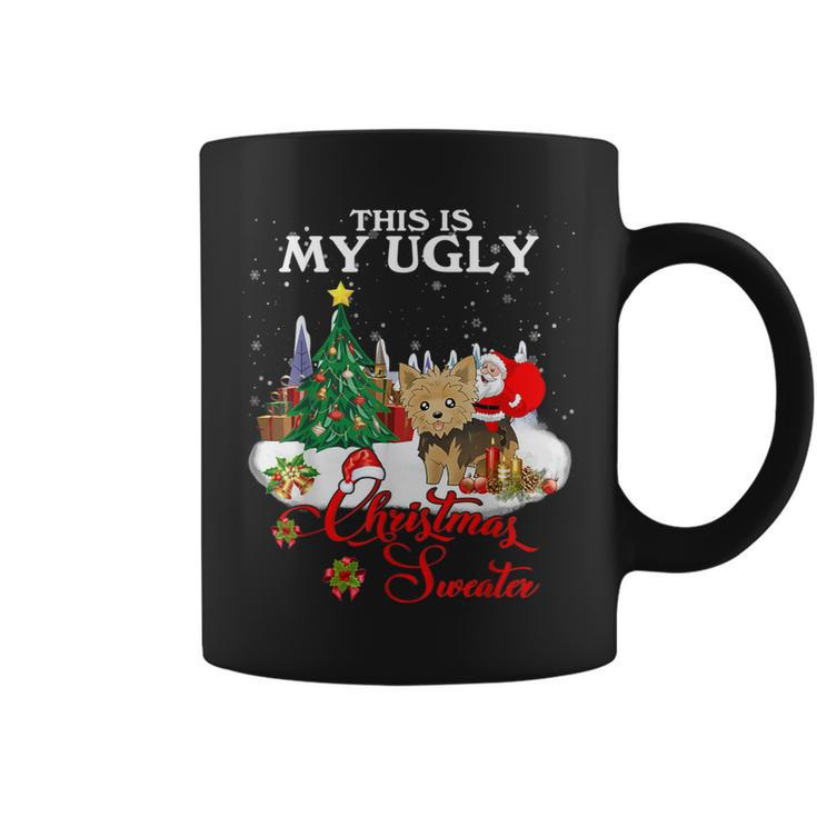 Santa Riding Morkie This Is My Ugly Christmas Sweater Coffee Mug