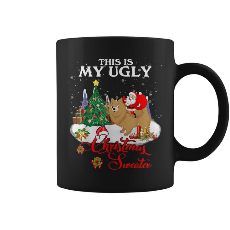Santa Riding Pomeranian This Is My Ugly Christmas Sweater Coffee Mug