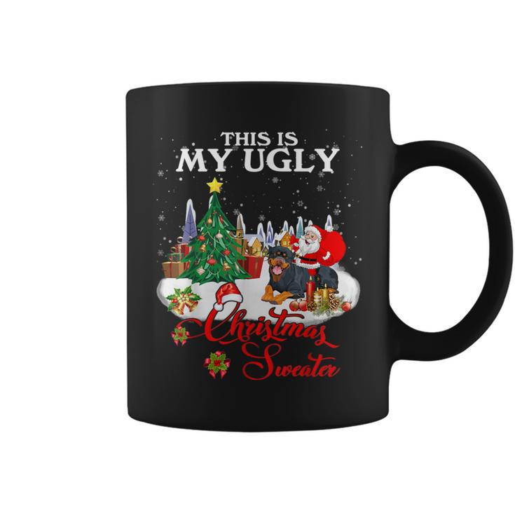 Santa Riding Rottweiler This Is My Ugly Christmas Sweater Coffee Mug