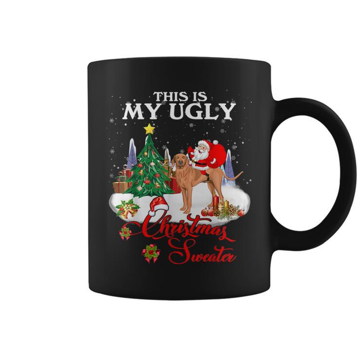Santa Riding Vizsla This Is My Ugly Christmas Sweater Coffee Mug