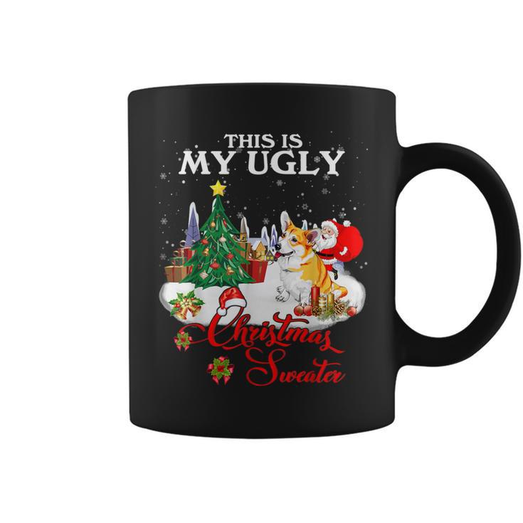 Santa Riding Welsh Corgi This Is My Ugly Christmas Sweater Coffee Mug