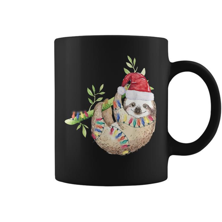 Santa Sloth Christmas Lights Sloth Lover Sloth Coffee Mug