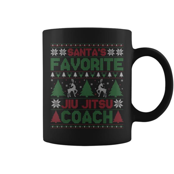 Santa's Favorite Jiu Jitsu Coach Ugly Christmas Sweater Coffee Mug