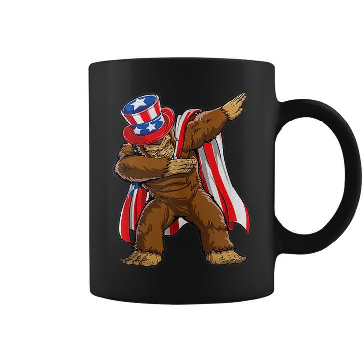 Sasquatch Dabbing Bigfoot 4Th Of July Usa Flag Independence  Coffee Mug