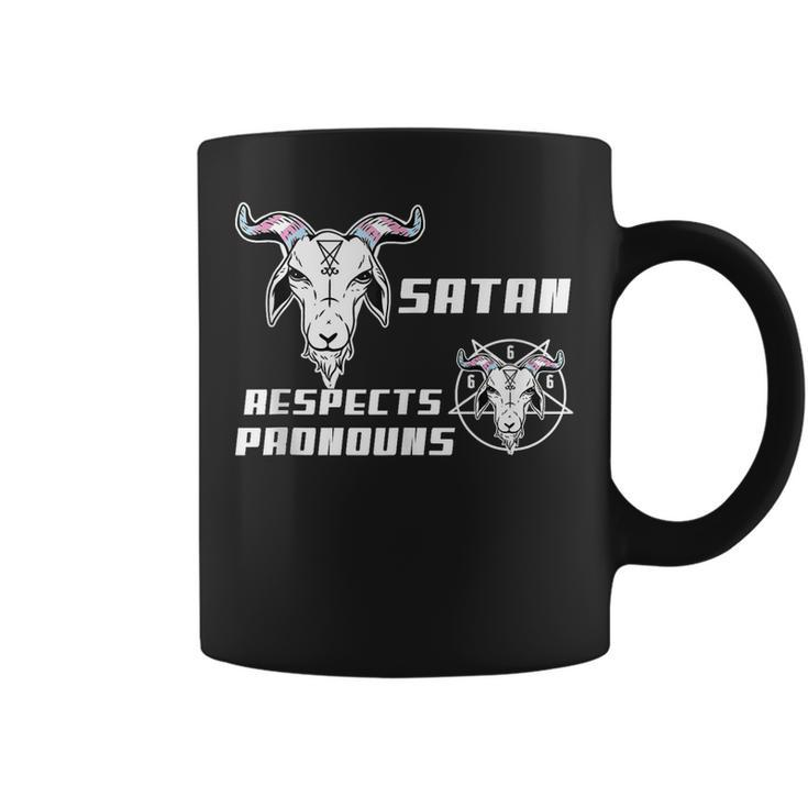 Satan Respects Pronouns  Transgender Trans Flag   Coffee Mug