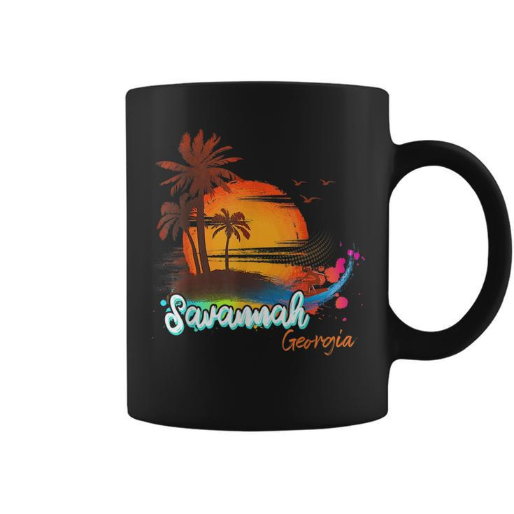 Savannah Georgia Beach Summer Vacation Palm Trees Sunset Men  Georgia Gifts And Merchandise Funny Gifts Coffee Mug