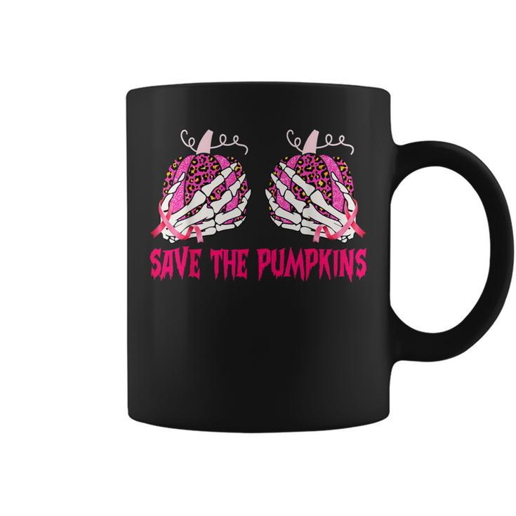 Save The Pumpkins Leopard Skeleton Breast Cancer Awareness Coffee Mug